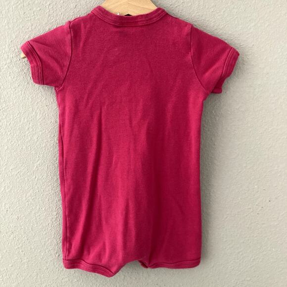 Petit Bateau Mon Petit Amour Heart Shortie Snap Romper - Fuchsia - 6M - Picture 4 of 6